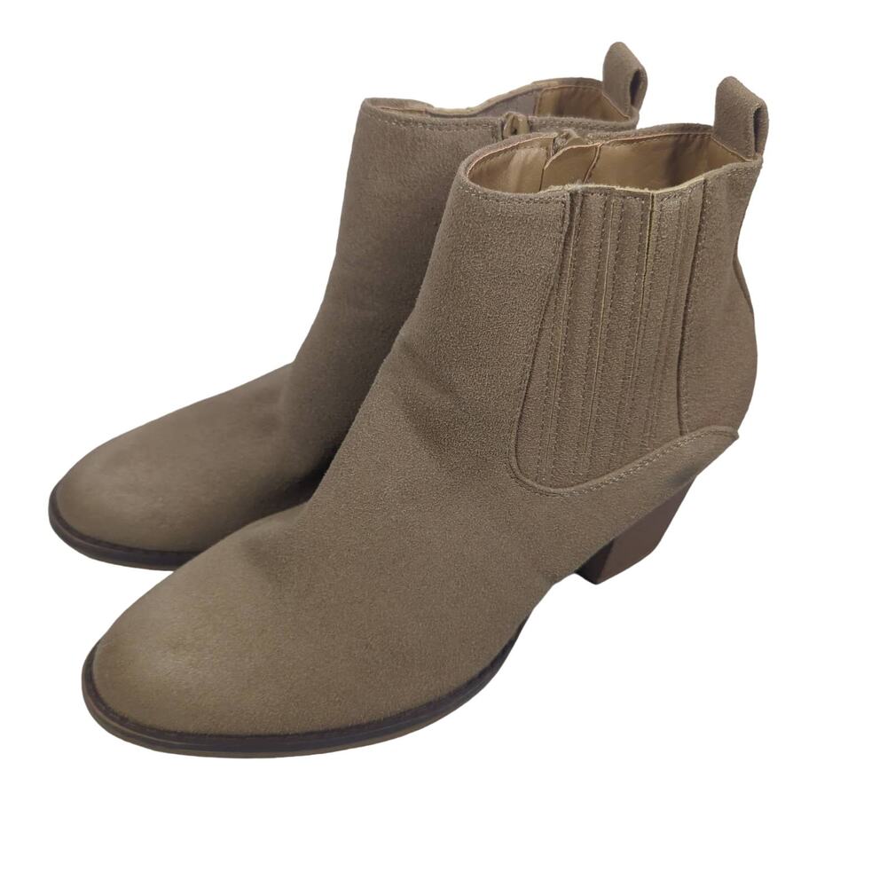 Jessica Cline Womens Block Heel Ankle Boot Beige Size 9